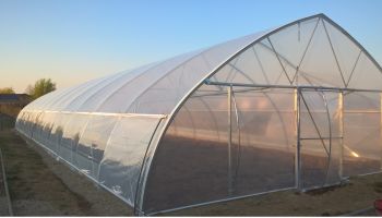 Gothic tunnel 10x50m, three-layered poly film glazing